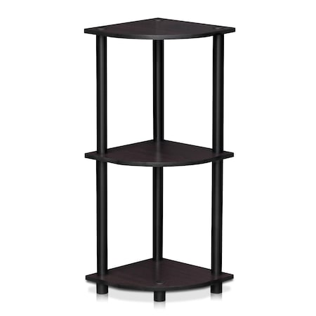 Furinno Furinno 12077DWN Turn-N-Tube 3-Tier Corner Display Rack Multipurpose Shelving Unit; Dark Walnut 12077DWN